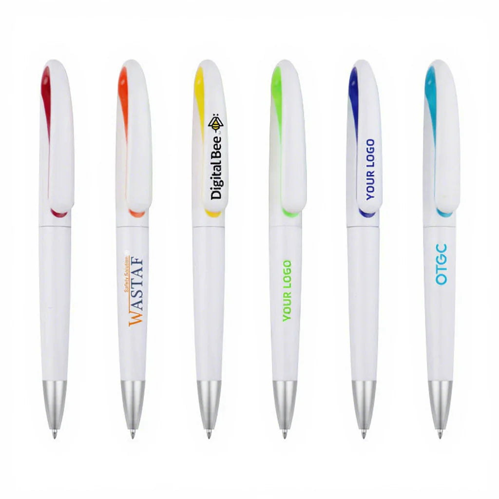 World Share Customizable Logo Plastic Ballpoint Pens Brightly Colored for School and Office Use Signature Series