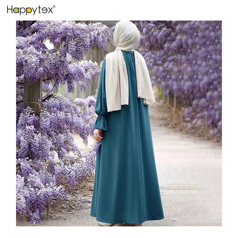 Women Smooth Abaya Islamic Clothing Solid Color Outdoor Dress for Muslim Ladies New Fashion 2022 With Convenient Pockets