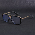 STORY MYJ-D22 Retro Square Sunglasses Luxury Designer Black Flat Top Anti Blue Light Metal Pilot Driving Sunglasses for Men