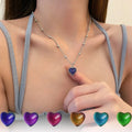 New Creative Mood Necklace Color Change Emotion Feeling Temperature Control Heart Pendant Stainless Steel Chain Jewelry for Girl