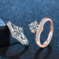 Zirconia Wedding Rings for Women Opening Adjustable Resizable Ladies Engagement Diamond Ring Shiny Crystal Crown Ring