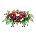 Headstone Flower Saddle Artificial Cemetery Flowers for Grave-Realistic Mix Flower Arrangement for Memorial Decorations Easy Fit