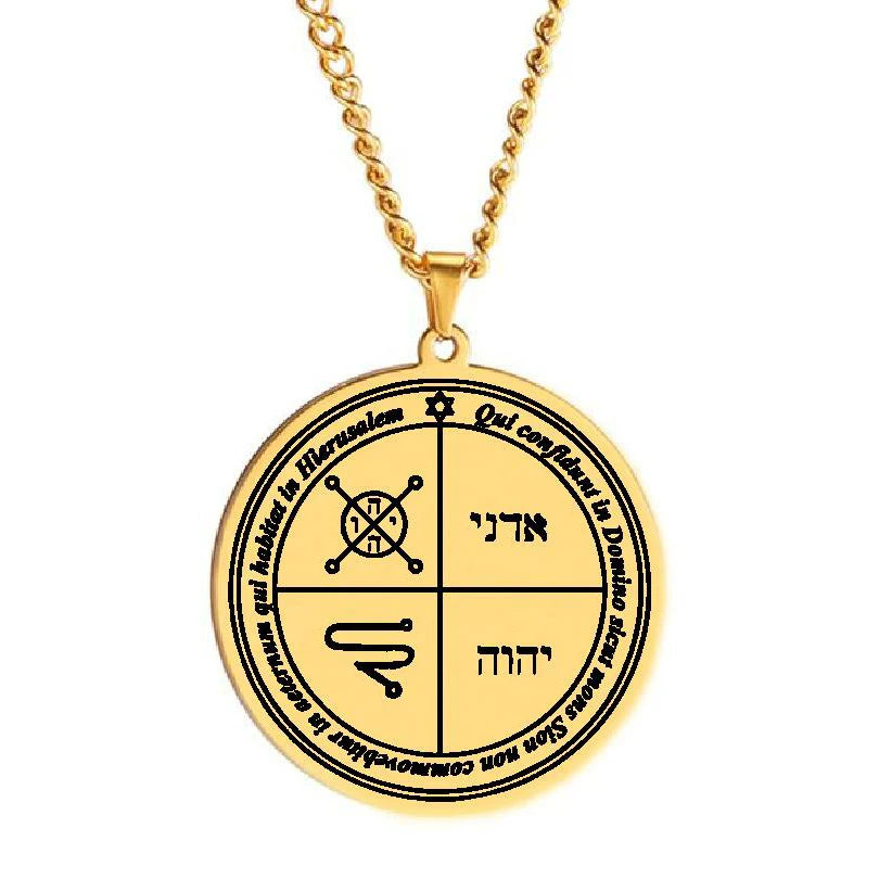 Pantacle of Jupiter to Be Obeyed by the Spirits of Jupiter Defend and Protect the Mage Himself Talisman Stainless Steel Necklace