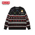 HELLOJIM Custom Sweater Soft Nylon Colorblock Arctic Velvet Patchwork Oversize Crewneck Streetwear Sweater