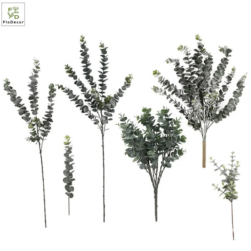 Hot Sale Artificial Eucalyptus Money Leaves Branch Plastic Leaf Bundle for Wedding Home Decoration Decorative