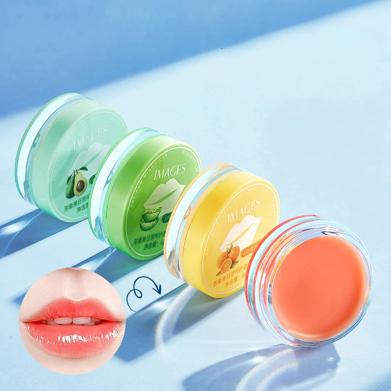 OEM IMAGES Private Label Fruit Extract Lip Care Set Avocado & Strawberry Day Night Lip Balm Korean Hydrating Lip Gloss Oil