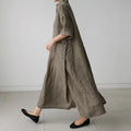 Wholesale 2025 Spring and Summer Loose Plus Size Dress Cotton and Linen Big Pocket Linen Long A-line Dress