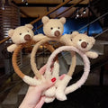 New Korean Girls Cute Cartoon Bear Doll Plush Hairbands Lovely Hair Ornament Hoop Headband Selfie Props Fashion Hair Accessories