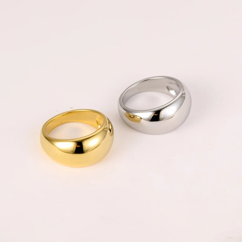Vintage Wide Surface Men Smooth Fashion Ring Sets Stainless Steel Fine Jewelry Rings for Women Jewelry Accessories