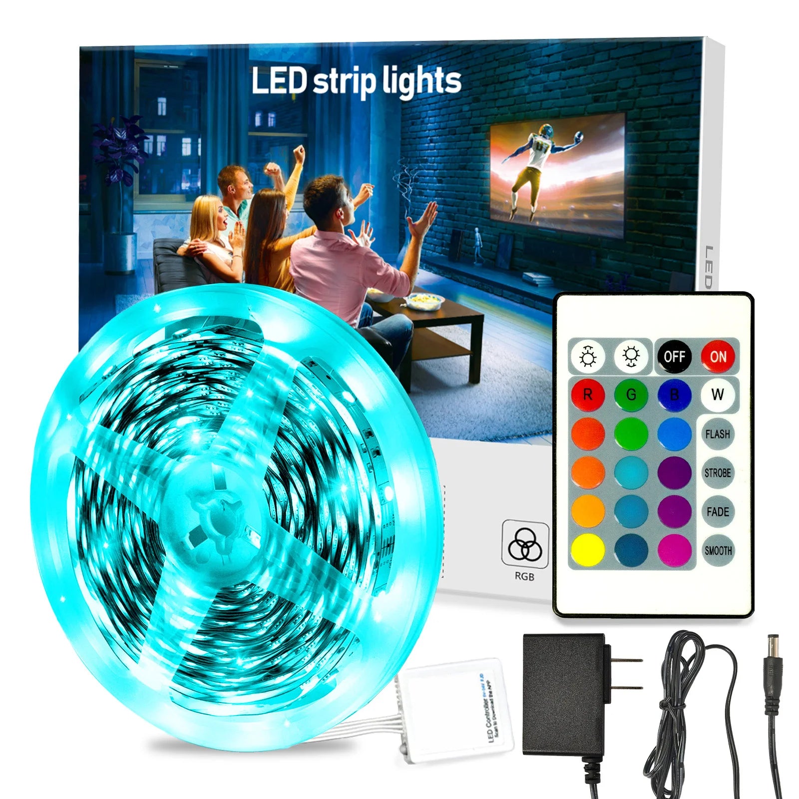 5050 RGB Music Sync Color Changing Remote App Control Flexible Smart Led Strip Light