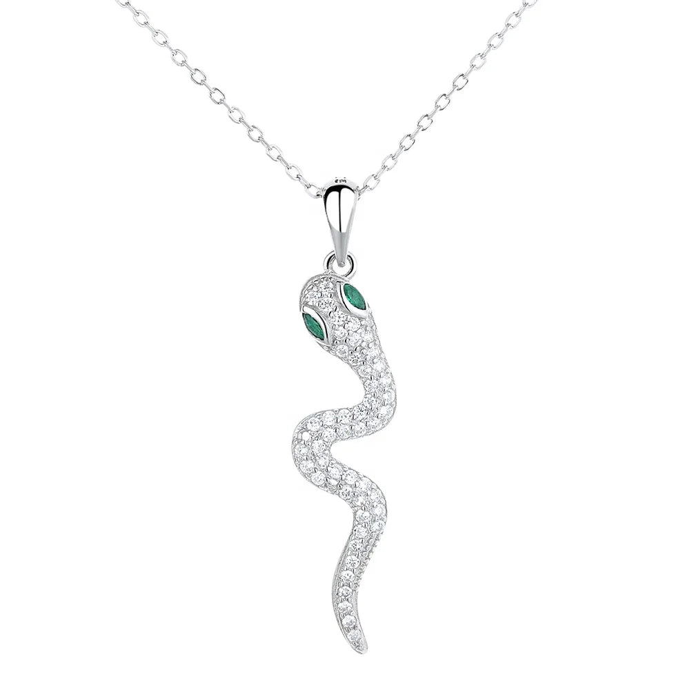 925 Sterling Silver Charm Animal Snake Necklace Jewelry Best Seller