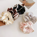 Double Layer Large Leather Silk Satin Women Scrunchie Pink Wholesale Low MOQ High Quality Big Scrunchies Bulk for Hair Custom