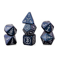 Hot Sale Blue with White Engraving Number 7 Piece Polyhedral Metal RPG Dice Set