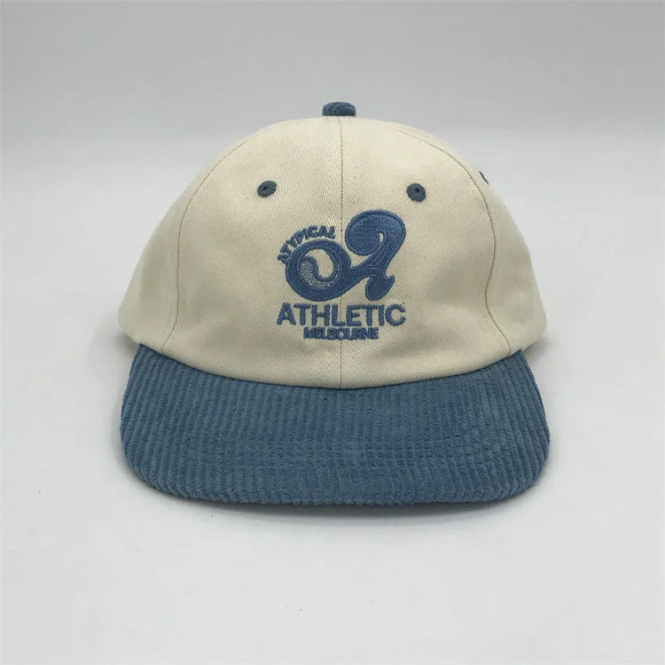 Unstructured Low Profile Corduroy Cotton Hat Custom Embroidery Logo Terry Fabric Dobby Style Hand Embroidered Argyle Pattern