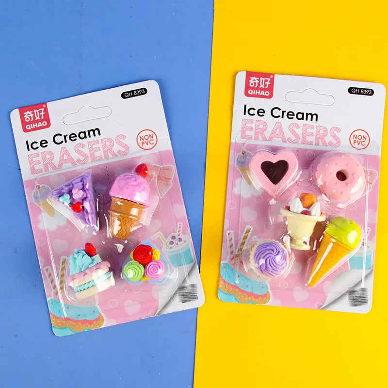 Children School Gifts Mini Creative Cartoon Cute Kawaii Ice Cream Erasers for Kids Girls