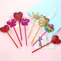 Promotional Gifts Korean Beautiful Crown Heart Sequin Fabric Glitter Gel Pen