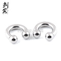 Stainless Steel Horseshoe Circular Barbell with Ball Internal Threading Body Piercing Jewelry