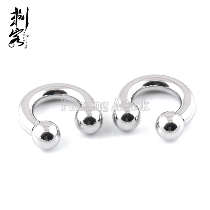 Stainless Steel Horseshoe Circular Barbell with Ball Internal Threading Body Piercing Jewelry