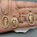 Wholesale Custom Stainless Steel Gold Zircon St Jude Thaddeus Pendant Necklace Religious Jewelry for Women