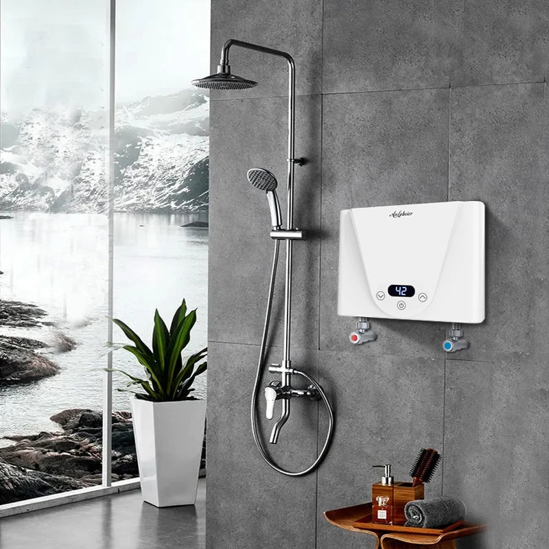 Small Size Led Adjust Temperature Kitchen Instant Quickly Heating Electric Water Shower Heater