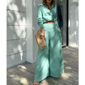 2 Piece Set Suits 2022 New Women Shirt Suits ElegantTrousers Set Female Long Sleeve Shirt and Wide Leg Straight Pants Streetwear