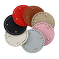14x14 cm PU Leather Sewing Knitting Crochet Round Bags Nail Bottom Base with Holes for DIY Shoulder Bag Handbag Purse Making