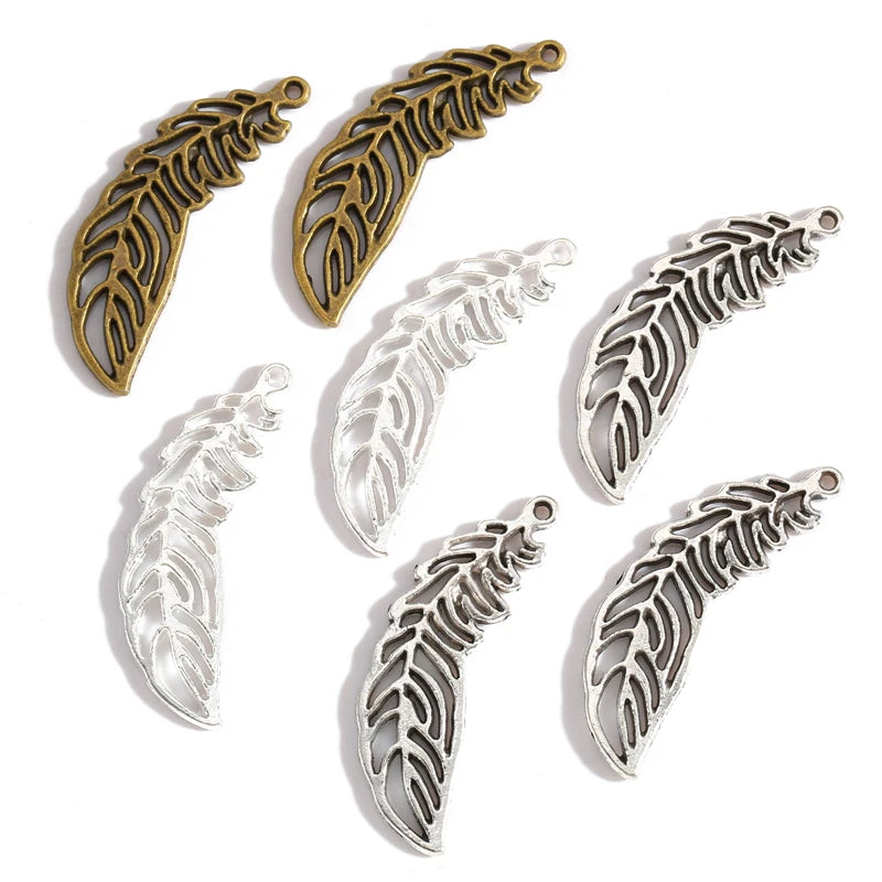 3 Colour Antique Silver Color Tree Leaf Charms Plated Pendants Jewelry Making DIY Handmade Craft 38*12mm Q313