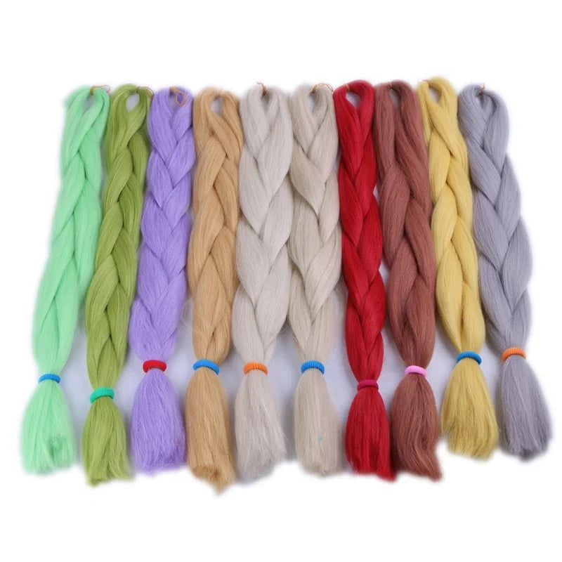 Large Quantity in Stock 24inch 80g Soft Silky Synthetic Hair Extensions for Crochet Braids Hair Making Jumbo Braiding Synthetic