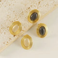 BM Luxury Trendy Hypoallergenic Stainless Steel Stud Earrings Gold Plated Natural Stone for Stylish Women