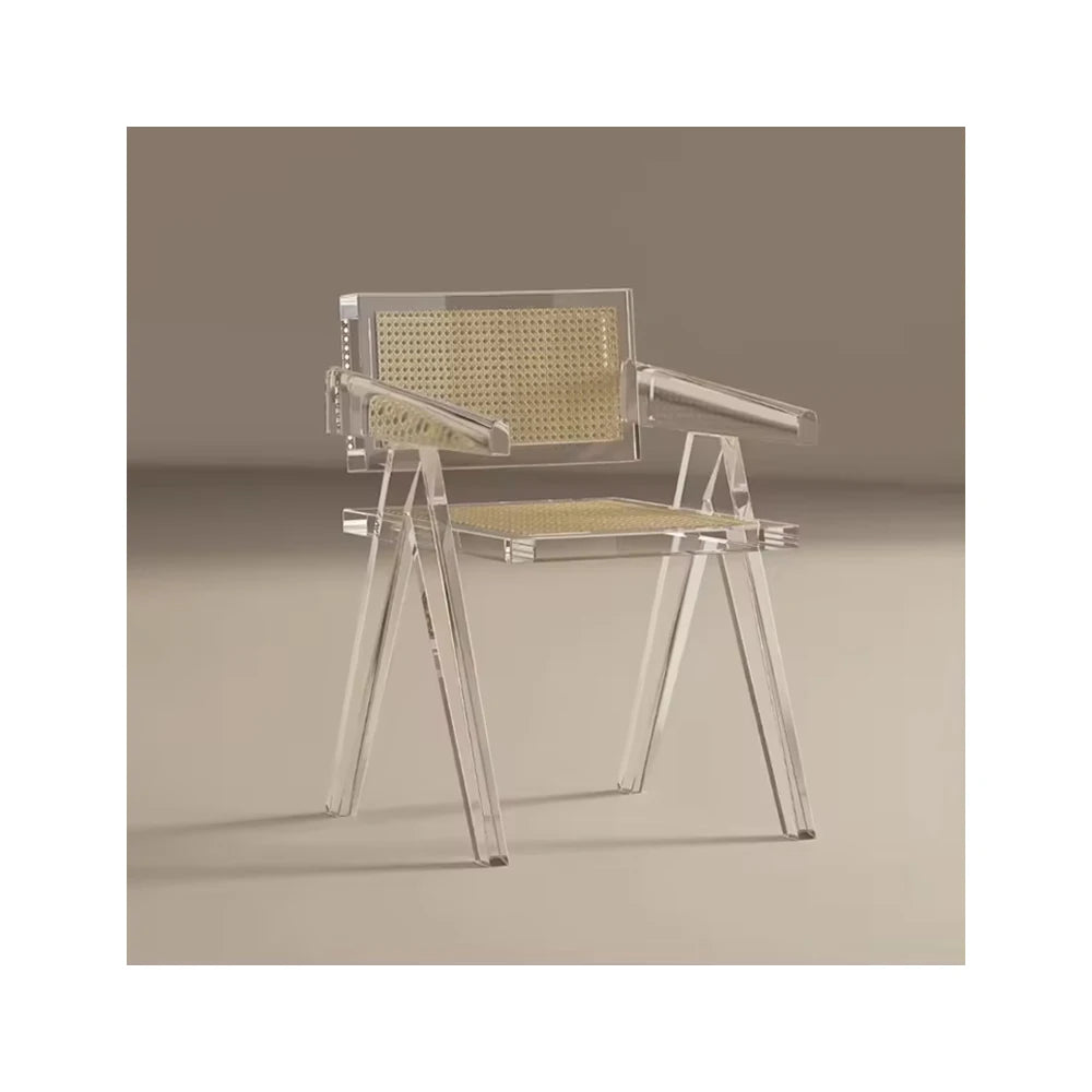 Wholesale Rattan Chair Restaurant Furniture clear Acrylic Dining Chair for Hotel and Coffee Shop