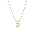 Niche Design Classic Stainless Steel Choker Square White Seashell Pendant Necklace Geometric Pattern French Cold Wind Sweater