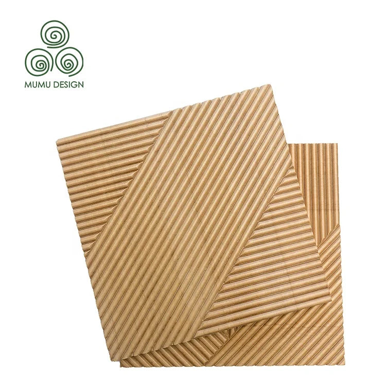 MUMU 3D Decorative Ornament Materials Cladding Flute Luxurious Wooden Slat Wall Panel for Hotel