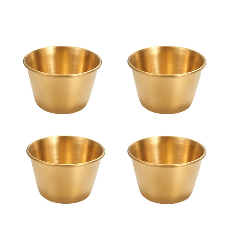 4PCS Condiment Cups Stainless Steel 18/8 Steak Salad Tomato Dipping Sauce Dishes with White Box