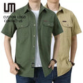 2025 New Men's Plus Size Cargo Shirts 5XL Summer Casual Loose Fit Cotton Breathable Workwear Streetwear Fashion Tops