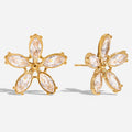 18K Gold Plated Stainless Steel Flower Earrings Waterproof Hypoallergenic Jewelry Zircon Titanium Steel Earrings