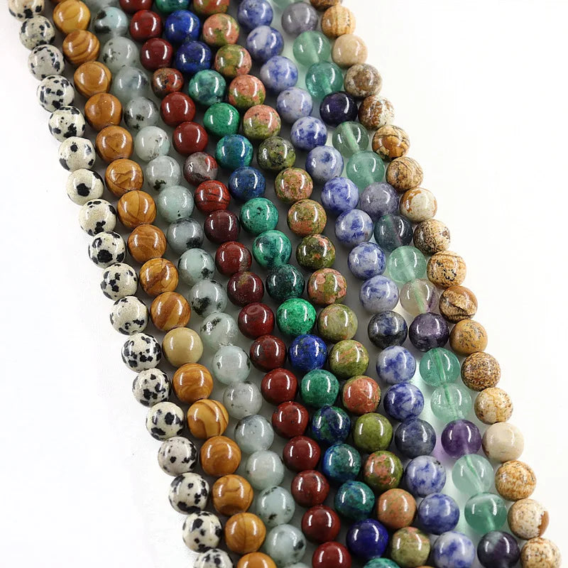 Miscellaneous Picture Gemstone Tianshan Orchid Natural Round Stone Beads Diy Charm Bracelet