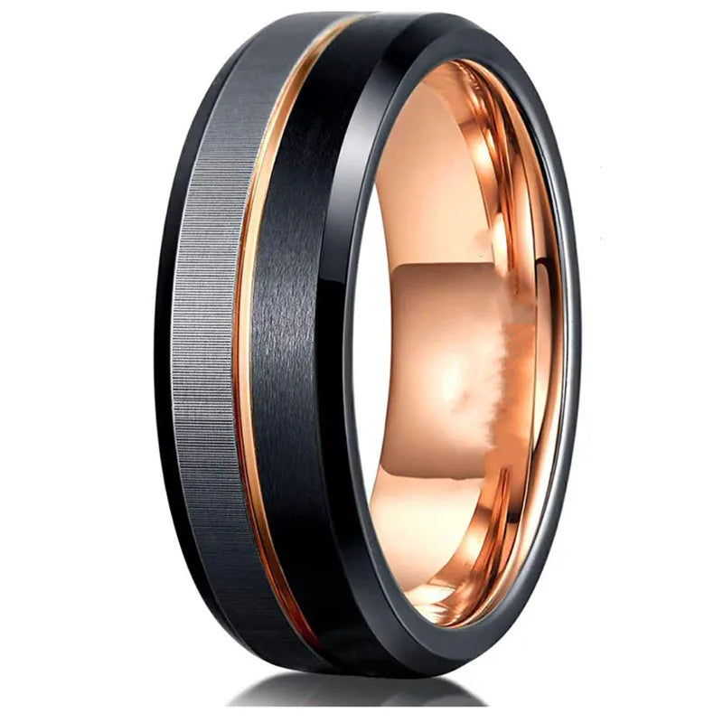 Best-selling Fashion Jewelry Creative Rose Gold Black Silver Tri-color Ring Titanium Steel Ring in Stock