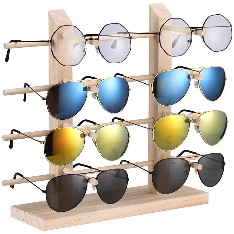 Wholesale Natural Material Glasses Show Rack Holder Sun Glasses Eyeglasses Wood Display Stands