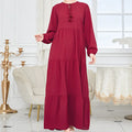 M-XXL Simple Fashion Loose Casual Combination Dress Long Dress Middle Eastern Muslim Robe