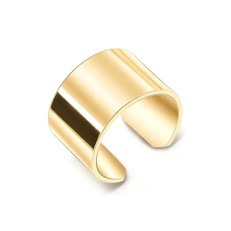 Rose Gold Plated Stainless Steel Open Ring Women's Trendy Wedding Band Accessories Jewelry Simple Design