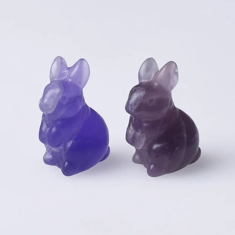 DIY Hot Sale Lovely Crafts Crystal Exquisite Fluorite Animal Rabbit Crafts For Souvenir