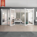 Modern Sleek Aluminum Folding Door LED Lighting Soundproof Skylight Space-Saving Window Hatch for Bathroom Villa Patio Courtyard