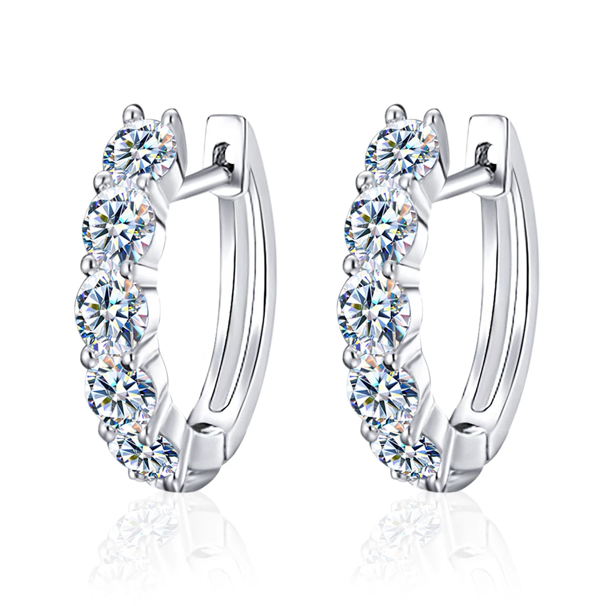 Gra Certified 0.1CT  Moissanite Diamond Earrings 925 Sterling Silver Wedding Huggie Hoop Earrings Women's Wedding Jewelry