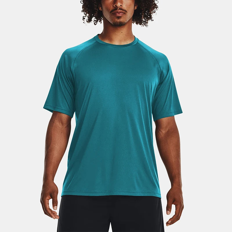 Men's Quick Dry Athletic T-shirt Breathable Plain Crew Neck Short Sleeve Lightweight Raglan Sleeve Gym Running Sports Tee