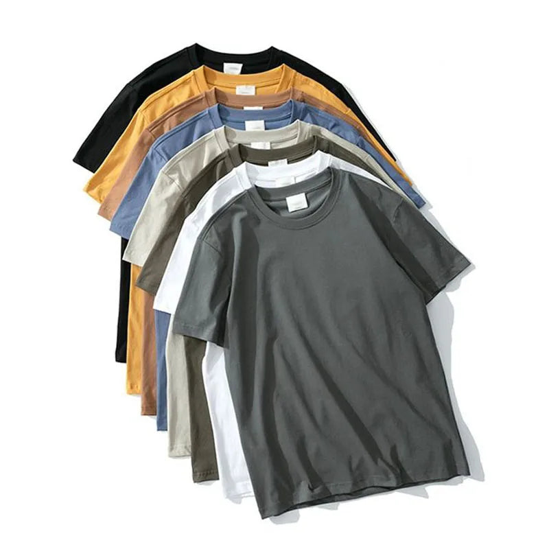 Factory Wholesale Plus Size White Men's Solid Knitted Yarn Dyed 100% Cotton High Quality Blank T-shirts