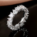 Fashion Cubic Zirconia Iced Out Engagement Heart CZ Band Rings Jewelry 925 Sterling Silver Tennis Ring