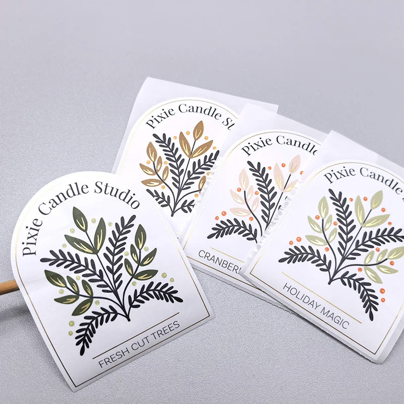 Personalized Product Private Custom Candle Stickers Paper Gold Foil Waterproof Sticker Label Printing logo Sticker