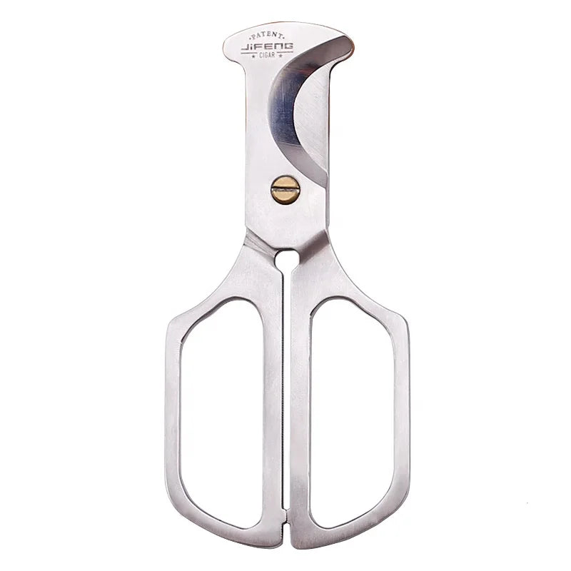 JIFENG Factory J56 Travel Stainless Steel Medium Size Custom Leather Pack Silver Durable Sharp Blade Cigar Scissors for Indoor