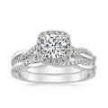 Women's Petite Twisted Vine Halo CZ Diamond Wedding Band Round Eternity Ring Bridal Set Anniversary Gift Silver Jewelry