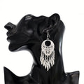 Bohemian Shining Silver Color Brincos Female Earrings Trendy Carving Tassel Earrings Ornaments Accessories